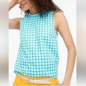 J. Crew Factory Blue Gingham Sleeveless Top